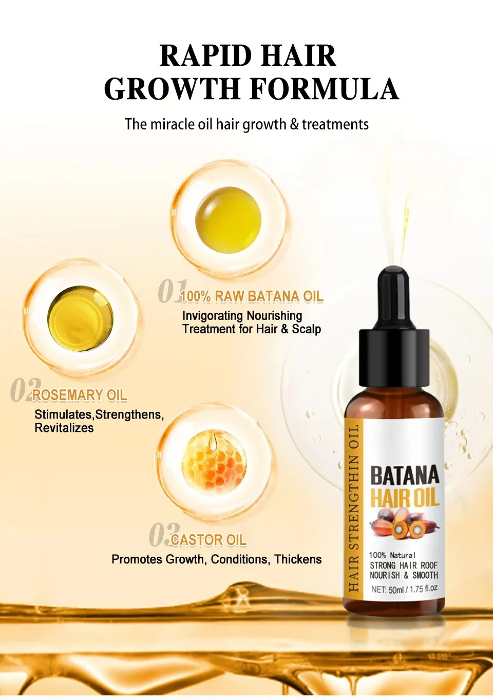 Batana Oil Hair Growth Products Fast Growth Batana Essence Oil Traction Alopecia Anti Hair Loss Baldness Treatment For Men Women