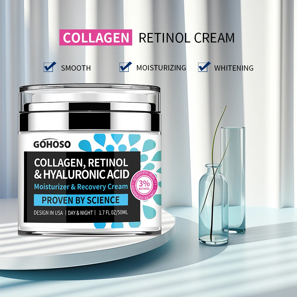 ENVISHA Skin Care Collagen Retinol Hyaluronic Acid Face Cream Firming Whitening Anti-Aging Wrinkle Moisturizing Hydrating
