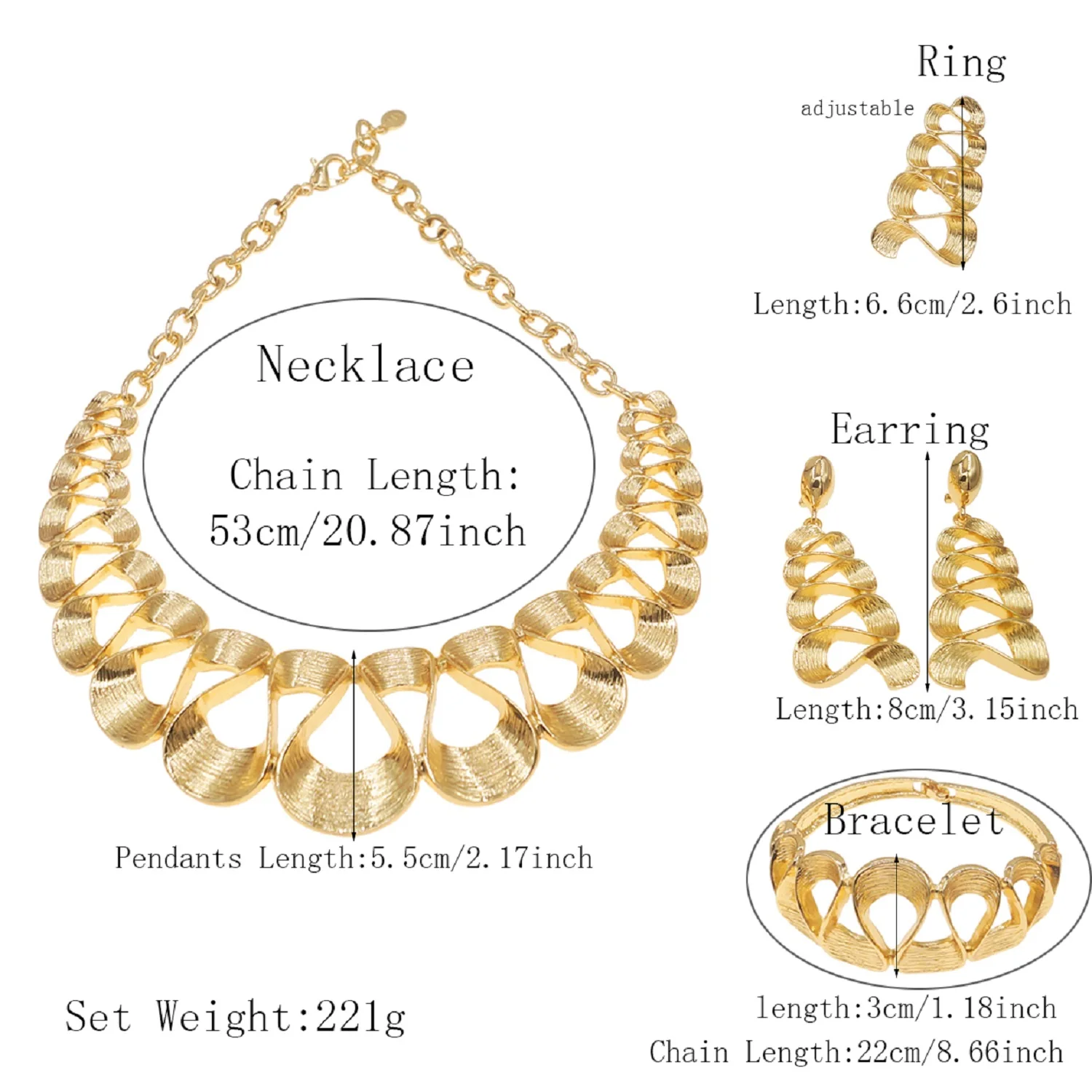 Dubai Gold Plated Jewelry Women Necklace Set Regular Round Pendant Brushed Glossy Bracelet Earrings Wedding Bijoux SYHOL