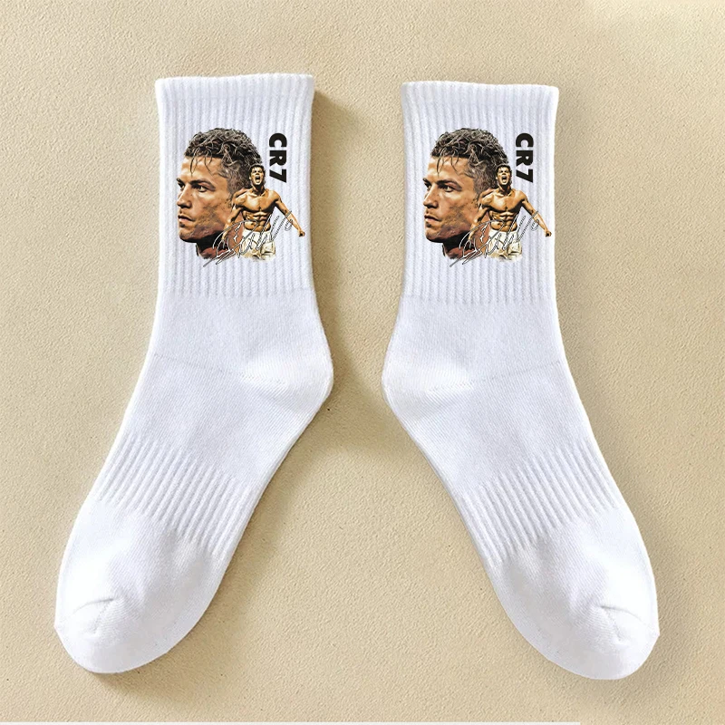Cristiano Ronaldo Kids Long Socks CR7 Fashion Printed Hosiery Summer Breathable Thin Socks Outdoor Sports Socks Birthday Gifts