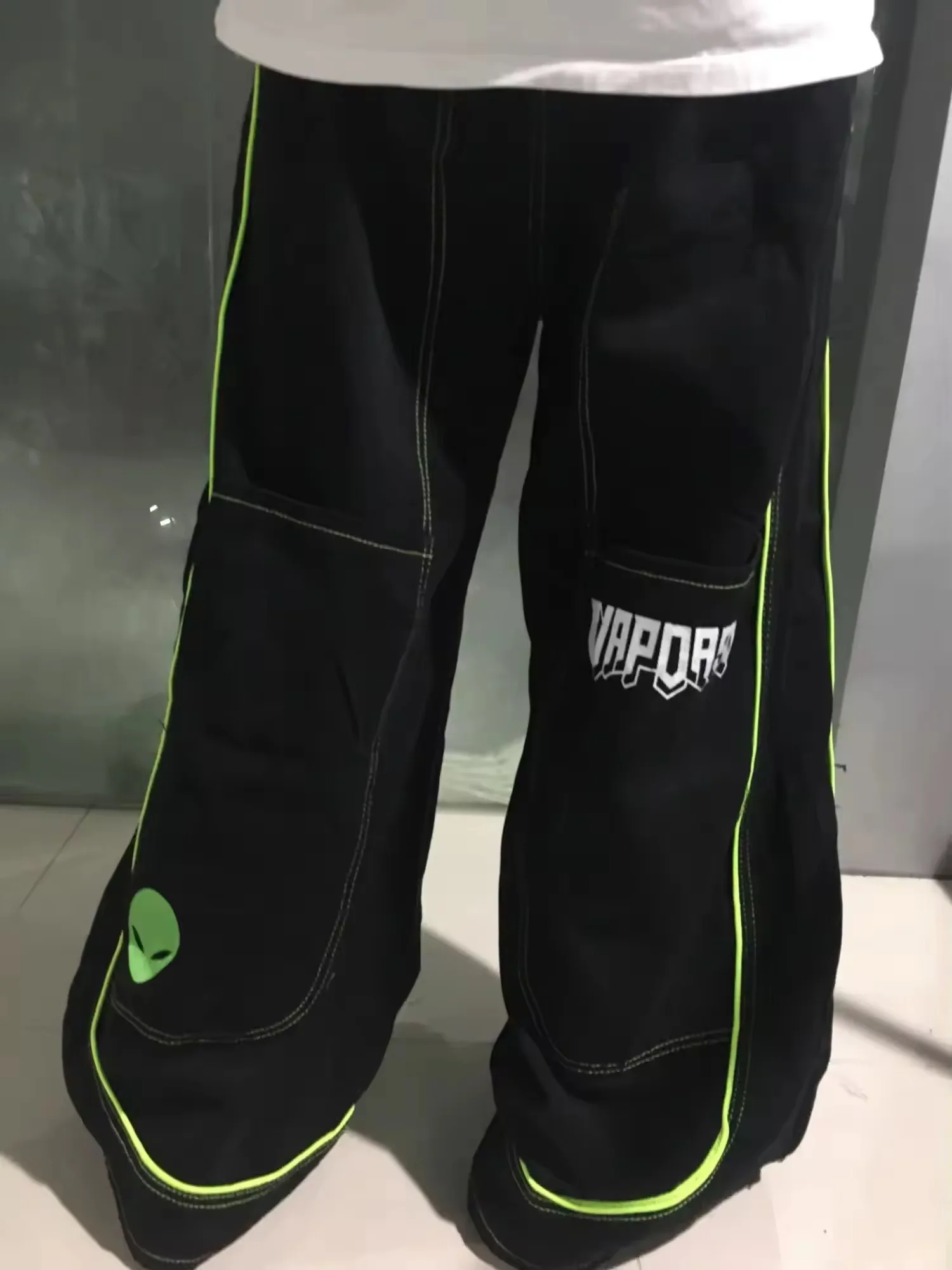 Jeans Spring and Autumn European and American wide-leg loose alien pattern trousers 2024 new high street trend hip-hop men