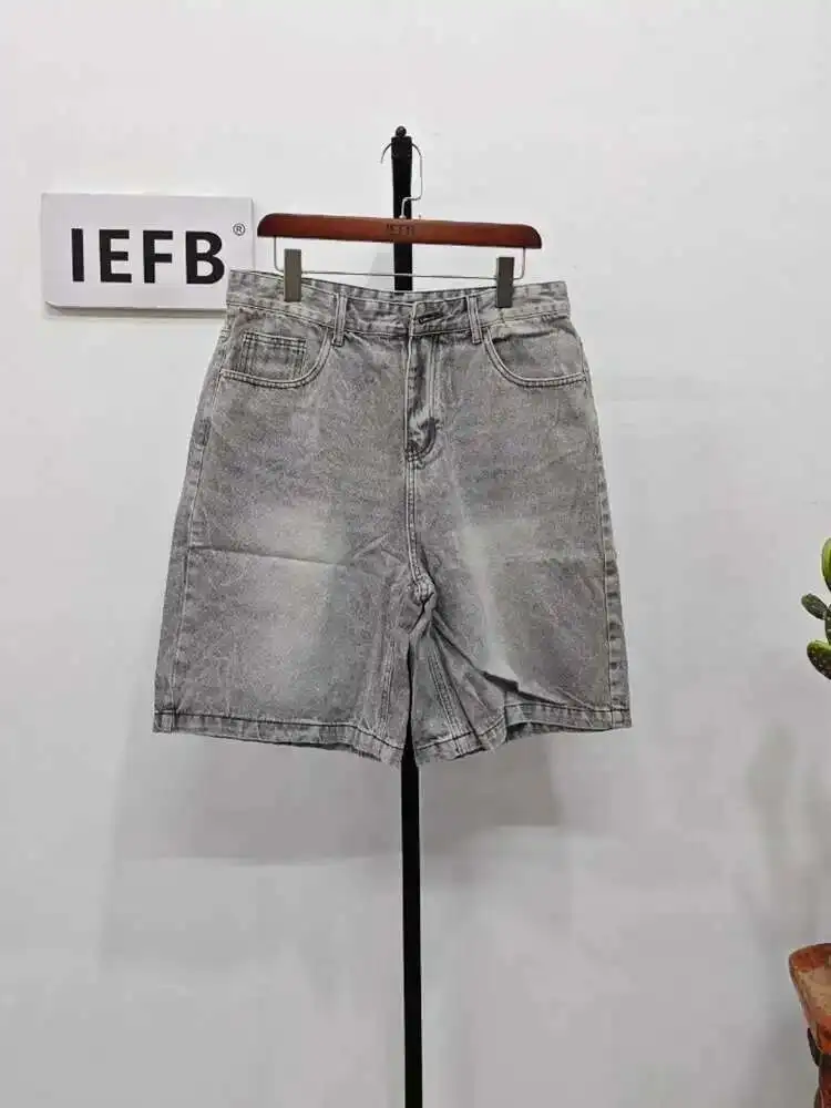 IEFB Summer Denim Shorts Men's Loose Korean Style Retro Short Jeans Fashion Washed Casual Knee Length Pant New Streetwear 9A8588