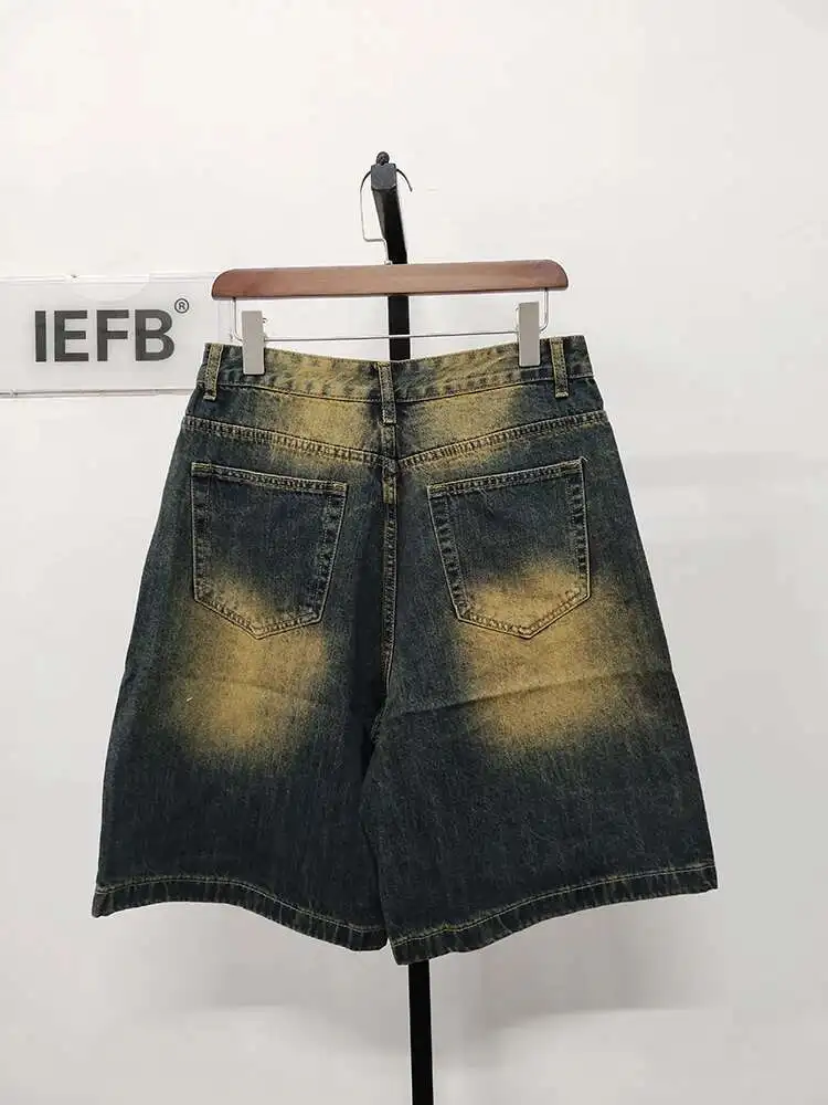 IEFB Summer Denim Shorts Men's Loose Korean Style Retro Short Jeans Fashion Washed Casual Knee Length Pant New Streetwear 9A8588