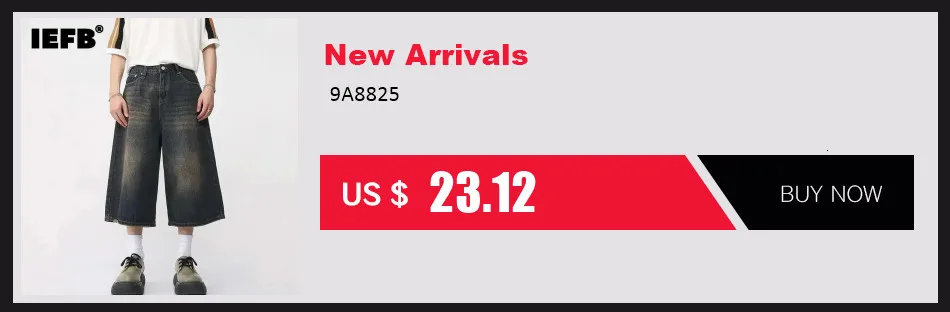 IEFB Summer Denim Shorts Men's Loose Korean Style Retro Short Jeans Fashion Washed Casual Knee Length Pant New Streetwear 9A8588