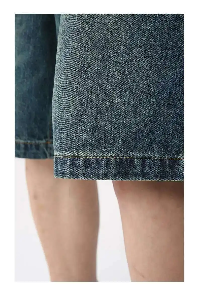 IEFB Summer Denim Shorts Men's Loose Korean Style Retro Short Jeans Fashion Washed Casual Knee Length Pant New Streetwear 9A8588