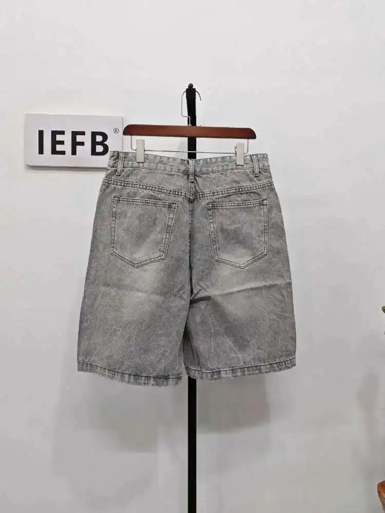 IEFB Summer Denim Shorts Men's Loose Korean Style Retro Short Jeans Fashion Washed Casual Knee Length Pant New Streetwear 9A8588