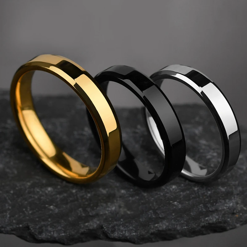 Freeteeme Punk 2mm/4mm/6mm/8mm Wide Simple Rings for Women Men Stainless Steel Smooth High Polished Wedding Finger Rings Jewelry