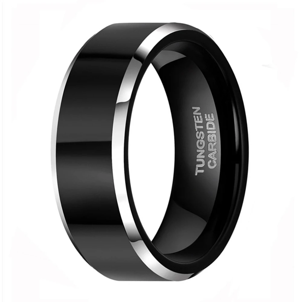 Somen 8mm 6mm Women Men Black Tungsten Carbide Ring Wedding Band Promise Marriage Couples Rings Set Fashion Alliance Jewelry