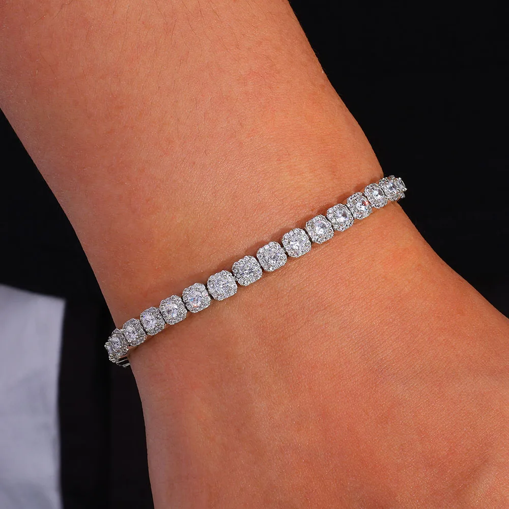 5mm Iced Tennis Chain Bracelet Bling Zircon Cluster Diamond 18k Gold Plated Bracelet for Women Men Hip Hop Jewelry