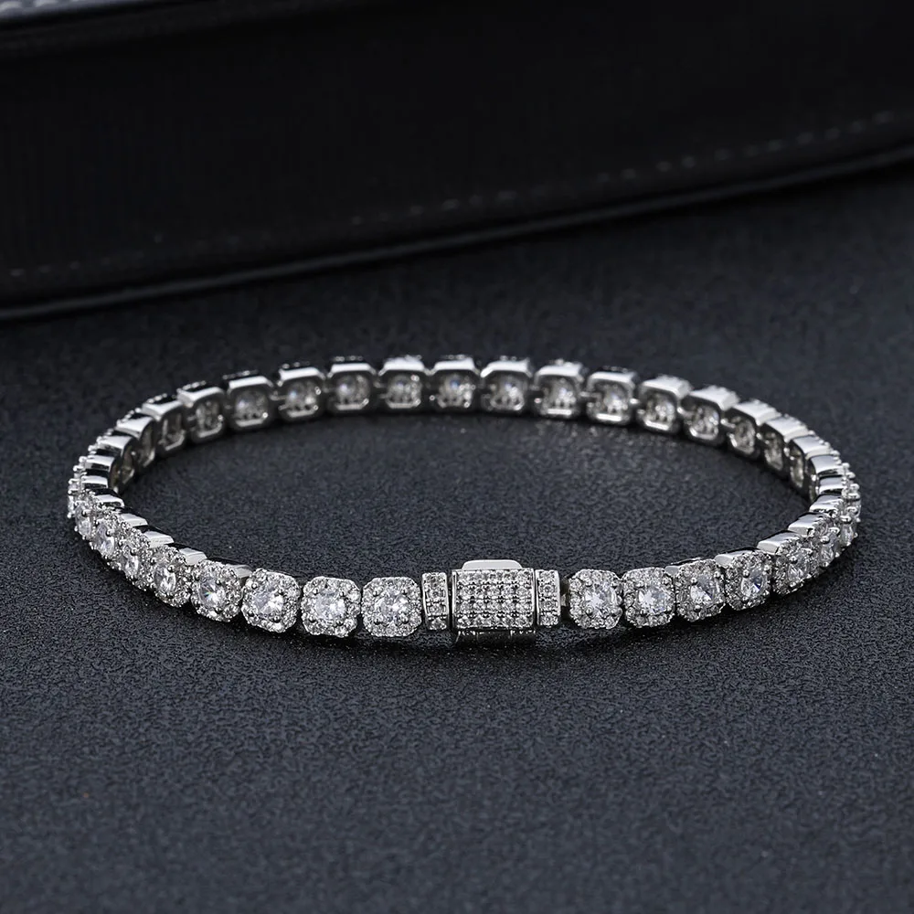 5mm Iced Tennis Chain Bracelet Bling Zircon Cluster Diamond 18k Gold Plated Bracelet for Women Men Hip Hop Jewelry
