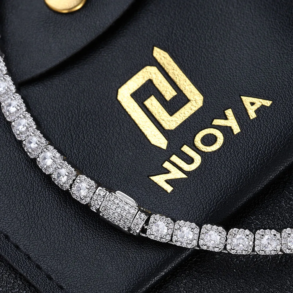 5mm Iced Tennis Chain Bracelet Bling Zircon Cluster Diamond 18k Gold Plated Bracelet for Women Men Hip Hop Jewelry