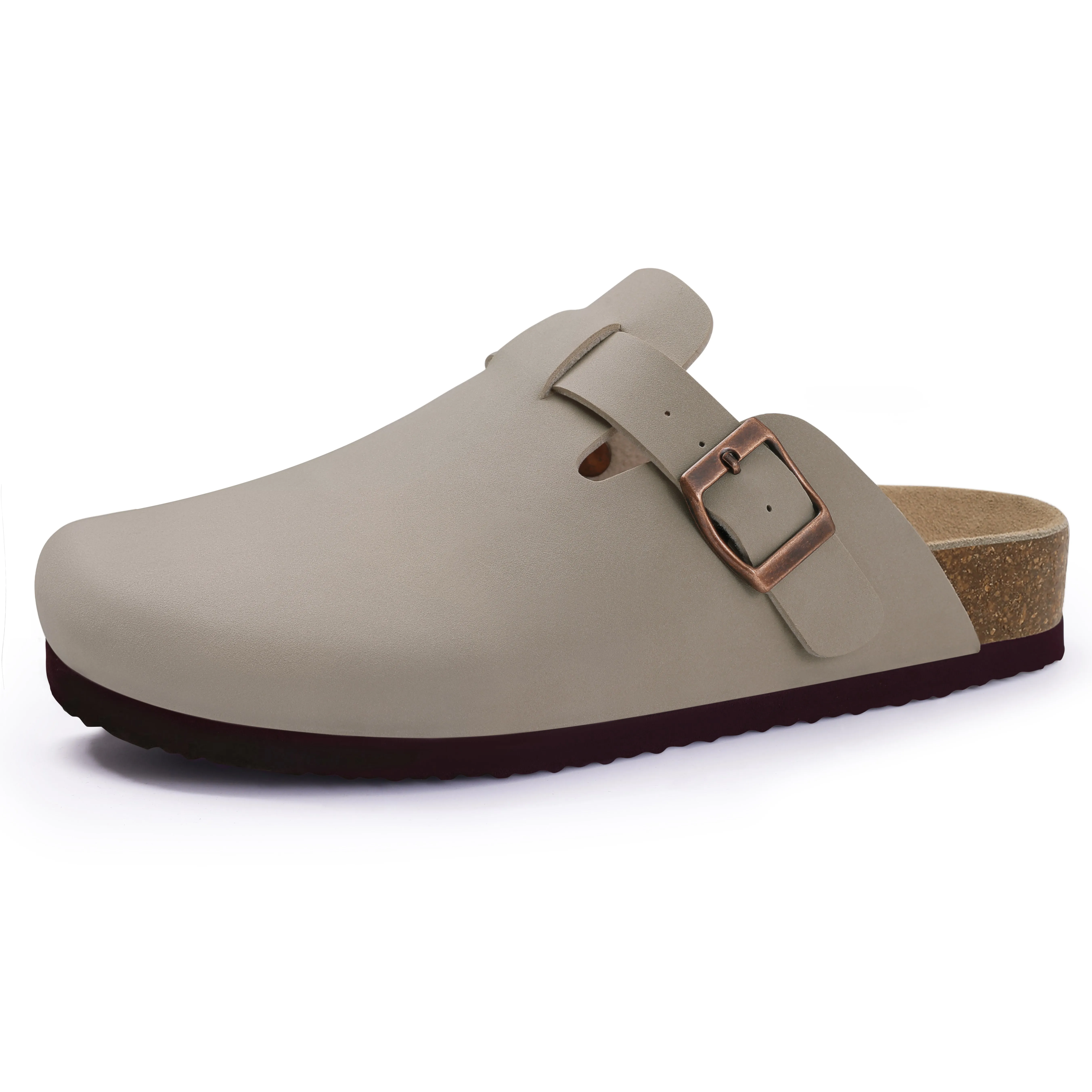 Kidmi New Faux Suede Clogs for Women Men Clogs Soft Cork Footbed Mules Comfort Potato Shoes with Arch Support Beach Sandals