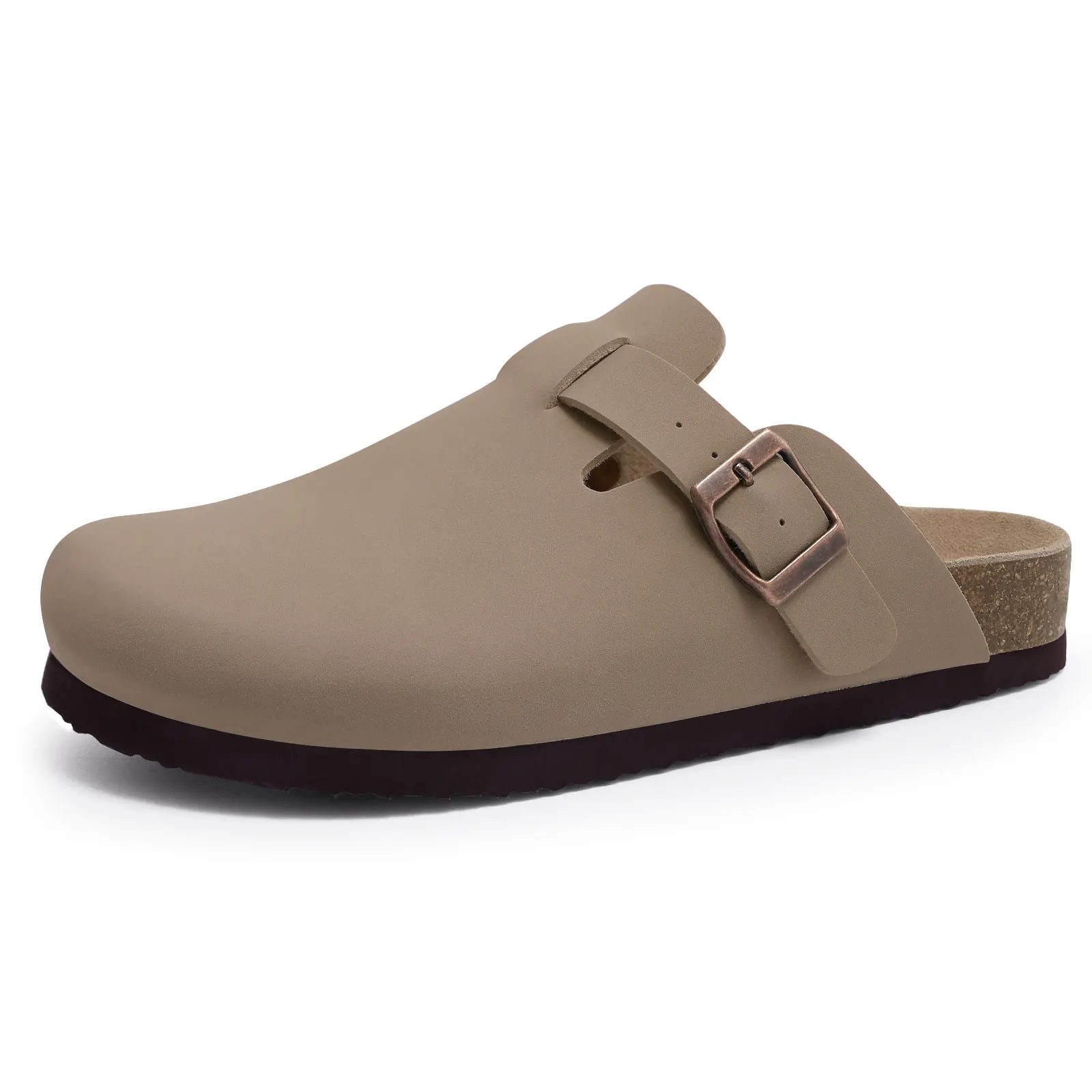 Kidmi New Faux Suede Clogs for Women Men Clogs Soft Cork Footbed Mules Comfort Potato Shoes with Arch Support Beach Sandals