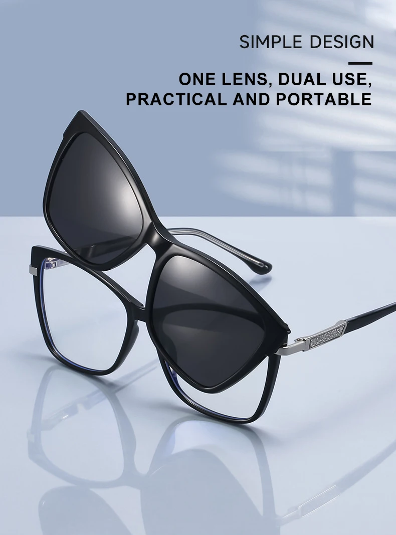 VICKY Fashion New Design TR90 Polarized Magnetic Clip-on Sunglasses Men and Women Polarized Sunglasses Optical Myopia Glasses