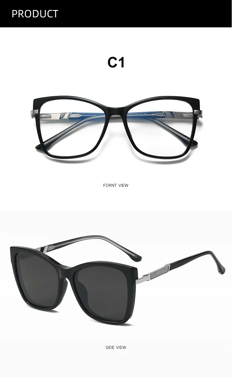 VICKY Fashion New Design TR90 Polarized Magnetic Clip-on Sunglasses Men and Women Polarized Sunglasses Optical Myopia Glasses