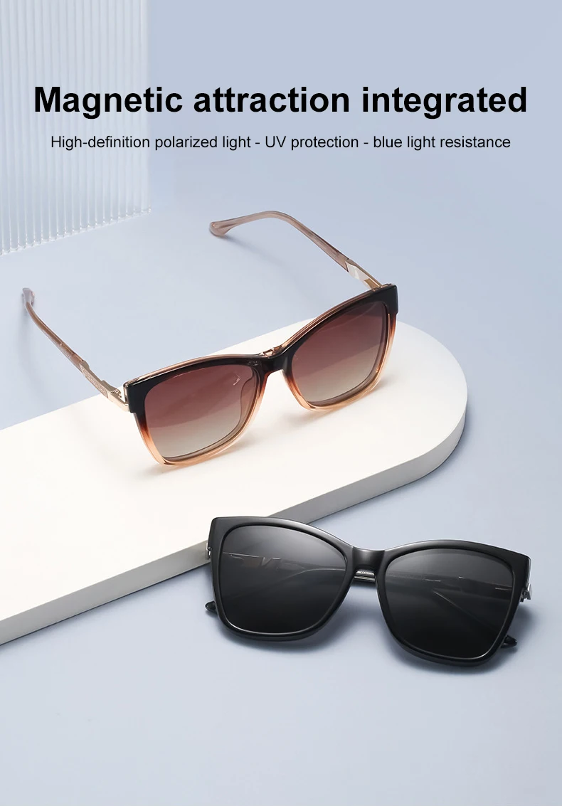VICKY Fashion New Design TR90 Polarized Magnetic Clip-on Sunglasses Men and Women Polarized Sunglasses Optical Myopia Glasses