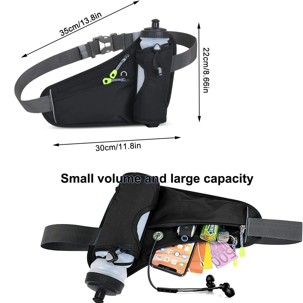 Fanny Pack with Water Bottle Holder Crossbody Bag with Extension Strap Running Belt Hydration Waist Pack for Walking Running