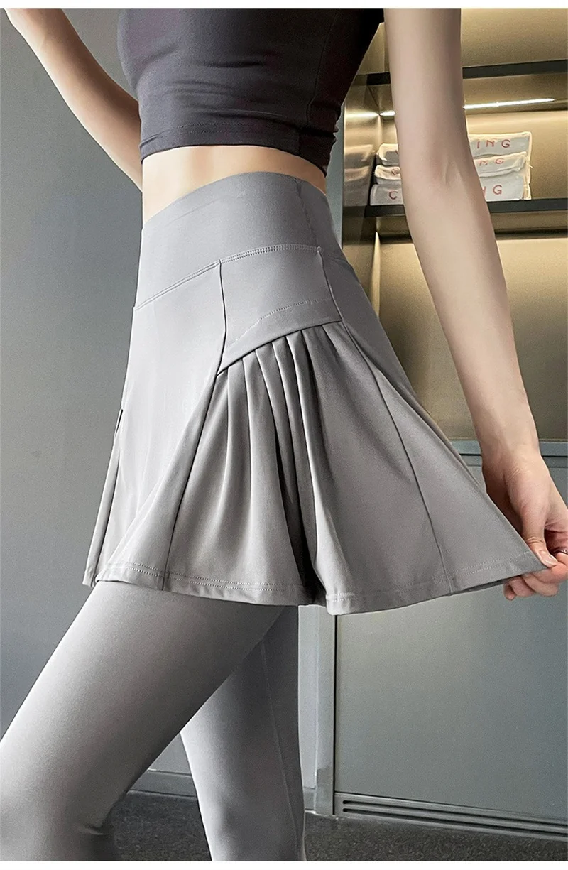 Aiithuug Side Ruched Women Tennis Skirted Leggings with Pockets Capris Yoga Leggings with Skirts Tennis Pickleball Clothing