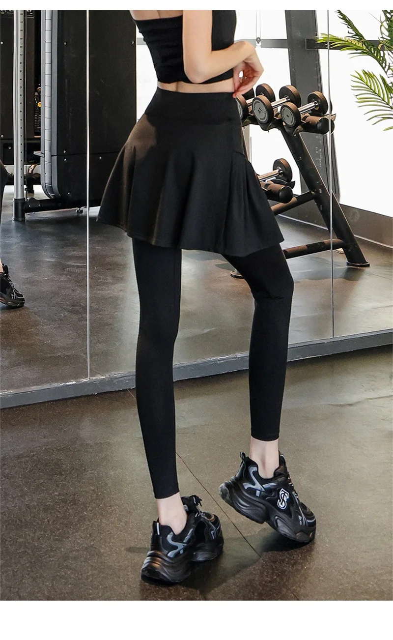 Aiithuug Side Ruched Women Tennis Skirted Leggings with Pockets Capris Yoga Leggings with Skirts Tennis Pickleball Clothing