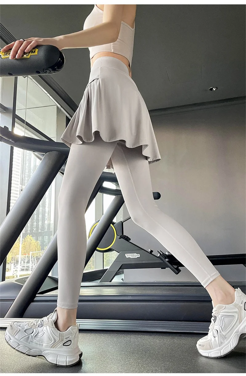Aiithuug Side Ruched Women Tennis Skirted Leggings with Pockets Capris Yoga Leggings with Skirts Tennis Pickleball Clothing