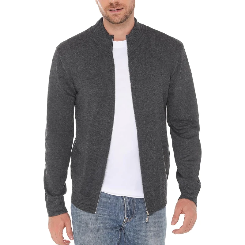 Animal Game Men's Zipper SweatCoats Casual Cardigan Sweaters Stand Cold Blouse Knitwear Winter Outdoor Jumper Warm Streetwear