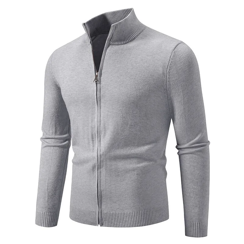 Animal Game Men's Zipper Cardigan Sweater Slim Fit Sweaters Stand Knitwear Jumper Warm Cold Blouse Zip Long Sweatcoats