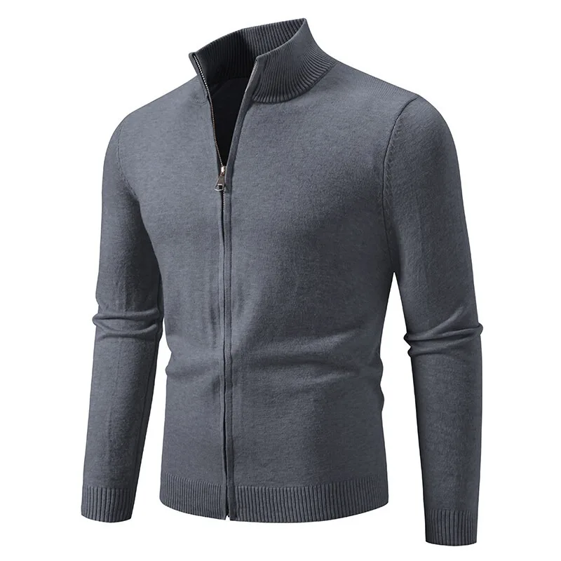 Animal Game Men's Zipper Cardigan Sweater Slim Fit Sweaters Stand Knitwear Jumper Warm Cold Blouse Zip Long Sweatcoats