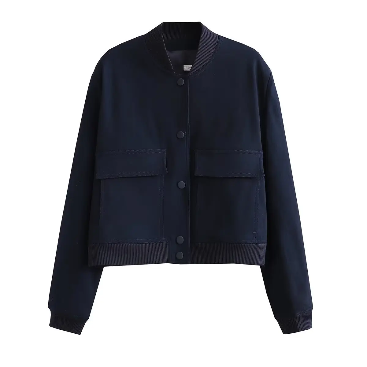 Women Fashion Jacket Solid Color Coat Autumn Winter Button Baseball Aviator Cropped Jackets For Women Long Sleeve Crop Outerwear
