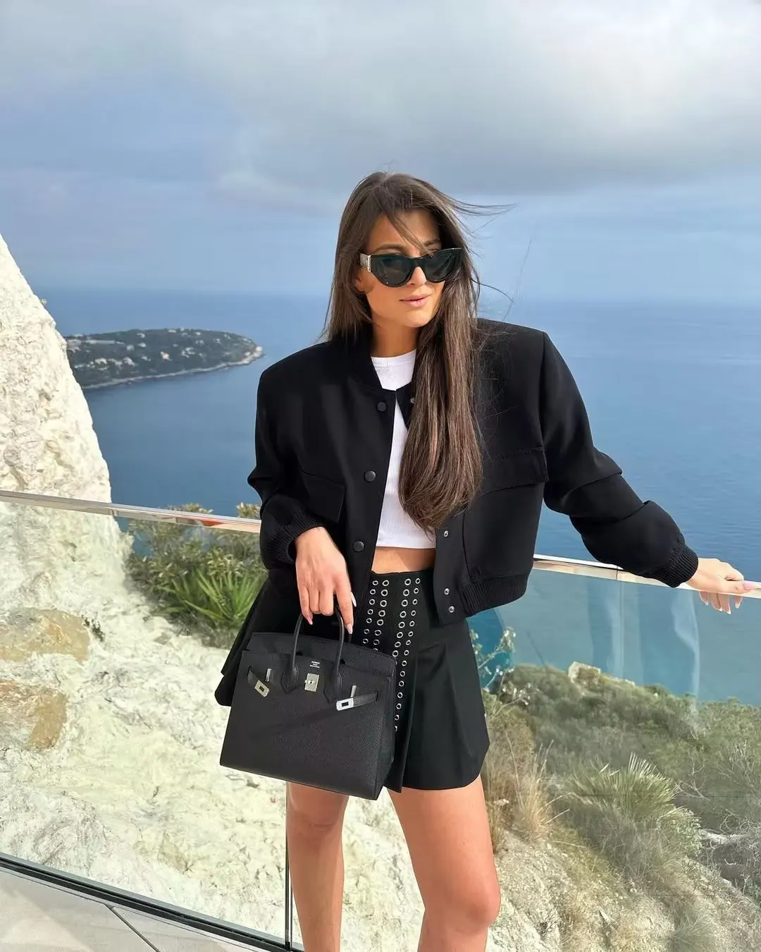 Women Fashion Jacket Solid Color Coat Autumn Winter Button Baseball Aviator Cropped Jackets For Women Long Sleeve Crop Outerwear