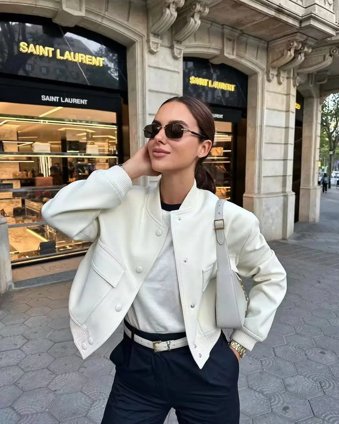 Women Fashion Jacket Solid Color Coat Autumn Winter Button Baseball Aviator Cropped Jackets For Women Long Sleeve Crop Outerwear