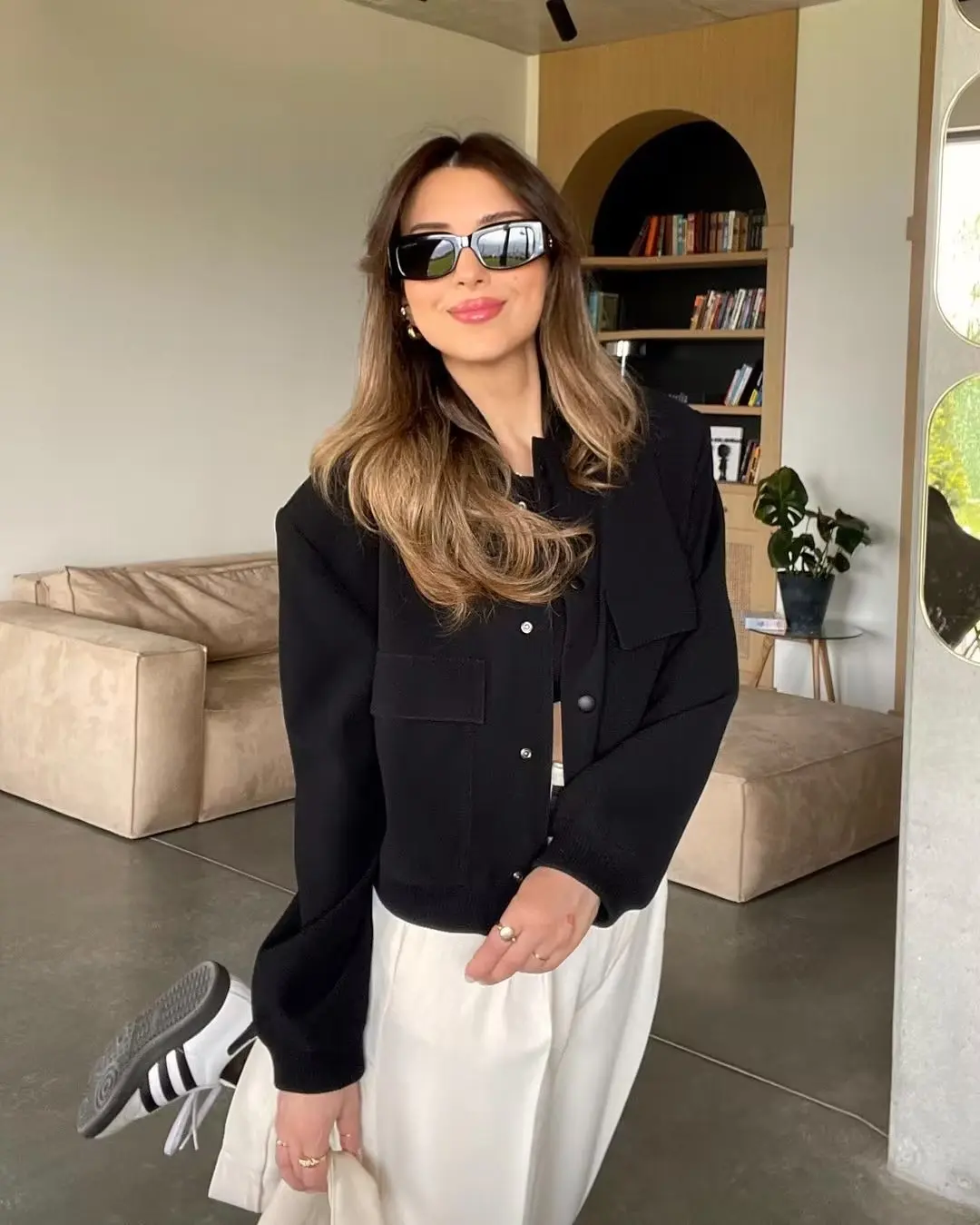 Women Fashion Jacket Solid Color Coat Autumn Winter Button Baseball Aviator Cropped Jackets For Women Long Sleeve Crop Outerwear