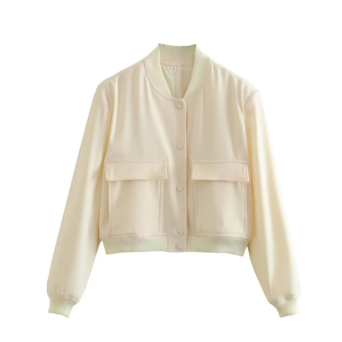 Women Fashion Jacket Solid Color Coat Autumn Winter Button Baseball Aviator Cropped Jackets For Women Long Sleeve Crop Outerwear