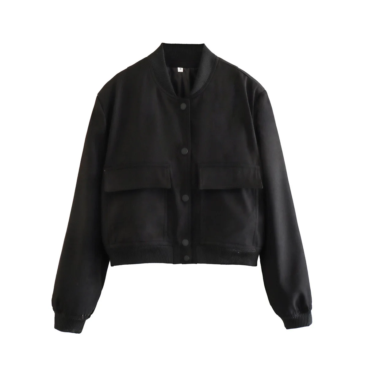 Women Fashion Jacket Solid Color Coat Autumn Winter Button Baseball Aviator Cropped Jackets For Women Long Sleeve Crop Outerwear
