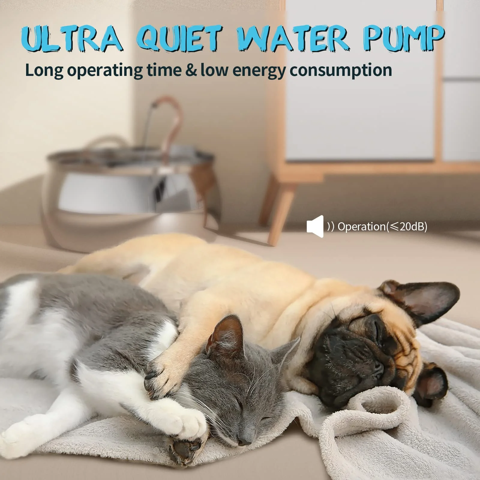 304 Stainless Steel Pet Water Fountain 4L/135 Oz with Faucet Silent Filter Automatic Dog Water Fountain Live Water Circulation