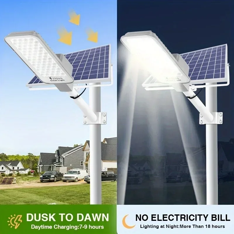 Swiatla Solar Street Lights Outdoor, 1000W Dusk to Dawn Security Lamp with 6000mAh Battery 128 LEDs Ultra Bright Solar Powered Area Light IP66 Waterproof for Driveway, Garden, Street, Patio, Yard, Pathway, Garage, Parking Lot, Basketball Court, Wall Mount