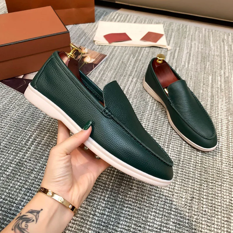 Men's Business Leather Loafers Slip-On Casual Office Work Shoes British Soft Men Driving Flats Shoes Classic Men Shoe Size 38-48