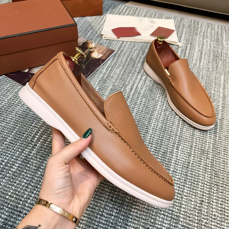 Men's Business Leather Loafers Slip-On Casual Office Work Shoes British Soft Men Driving Flats Shoes Classic Men Shoe Size 38-48