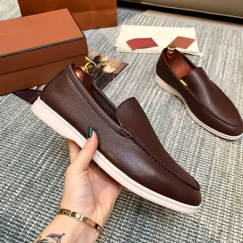 Men's Business Leather Loafers Slip-On Casual Office Work Shoes British Soft Men Driving Flats Shoes Classic Men Shoe Size 38-48