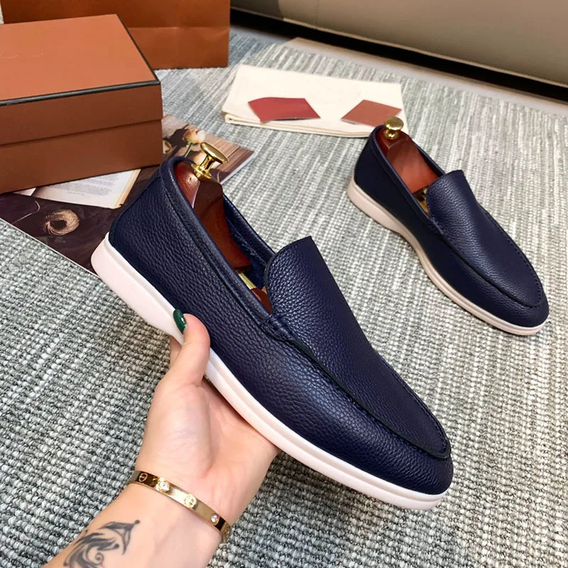 Men's Business Leather Loafers Slip-On Casual Office Work Shoes British Soft Men Driving Flats Shoes Classic Men Shoe Size 38-48