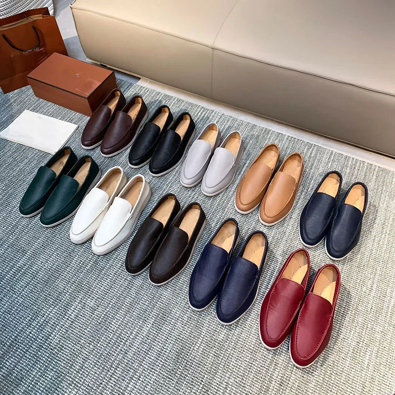Men's Business Leather Loafers Slip-On Casual Office Work Shoes British Soft Men Driving Flats Shoes Classic Men Shoe Size 38-48