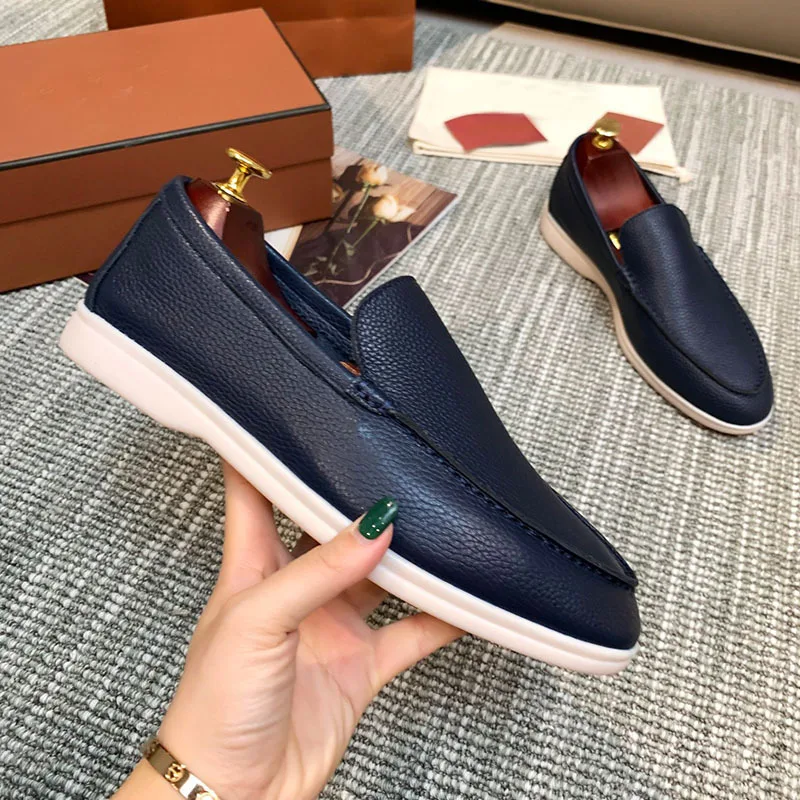 Men's Business Leather Loafers Slip-On Casual Office Work Shoes British Soft Men Driving Flats Shoes Classic Men Shoe Size 38-48