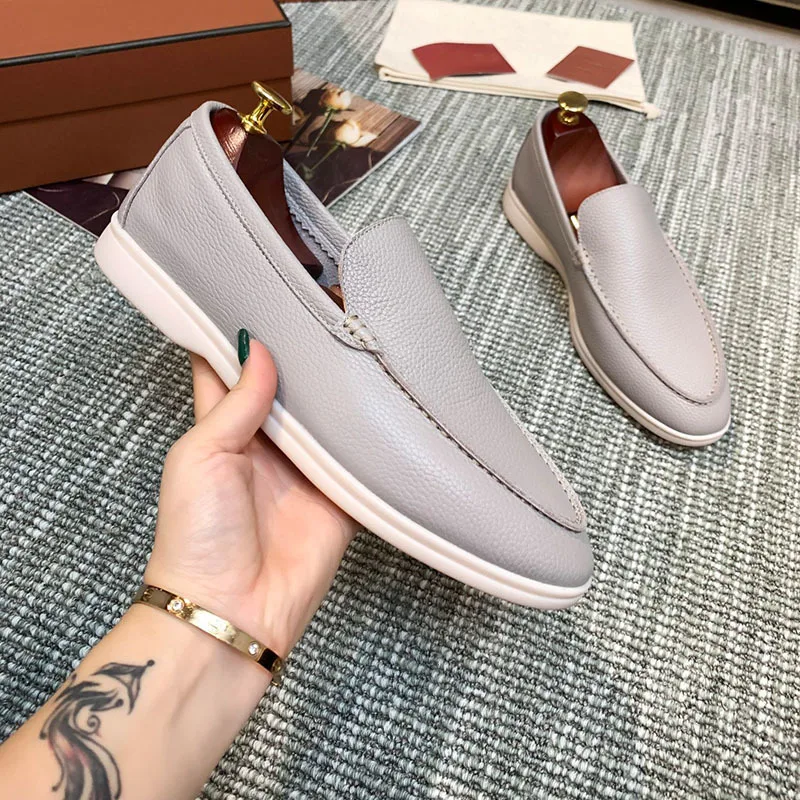 Men's Business Leather Loafers Slip-On Casual Office Work Shoes British Soft Men Driving Flats Shoes Classic Men Shoe Size 38-48