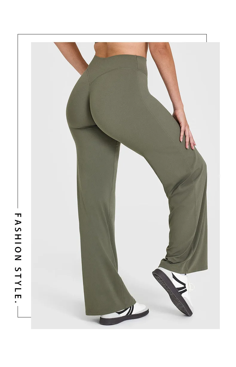 STOUREG Sport Trousers Straight-Leg Pants Ultra Soft Butter Fabric Women's Mid-Waist Yoga Pants GYM Naked Feel Pilates Running