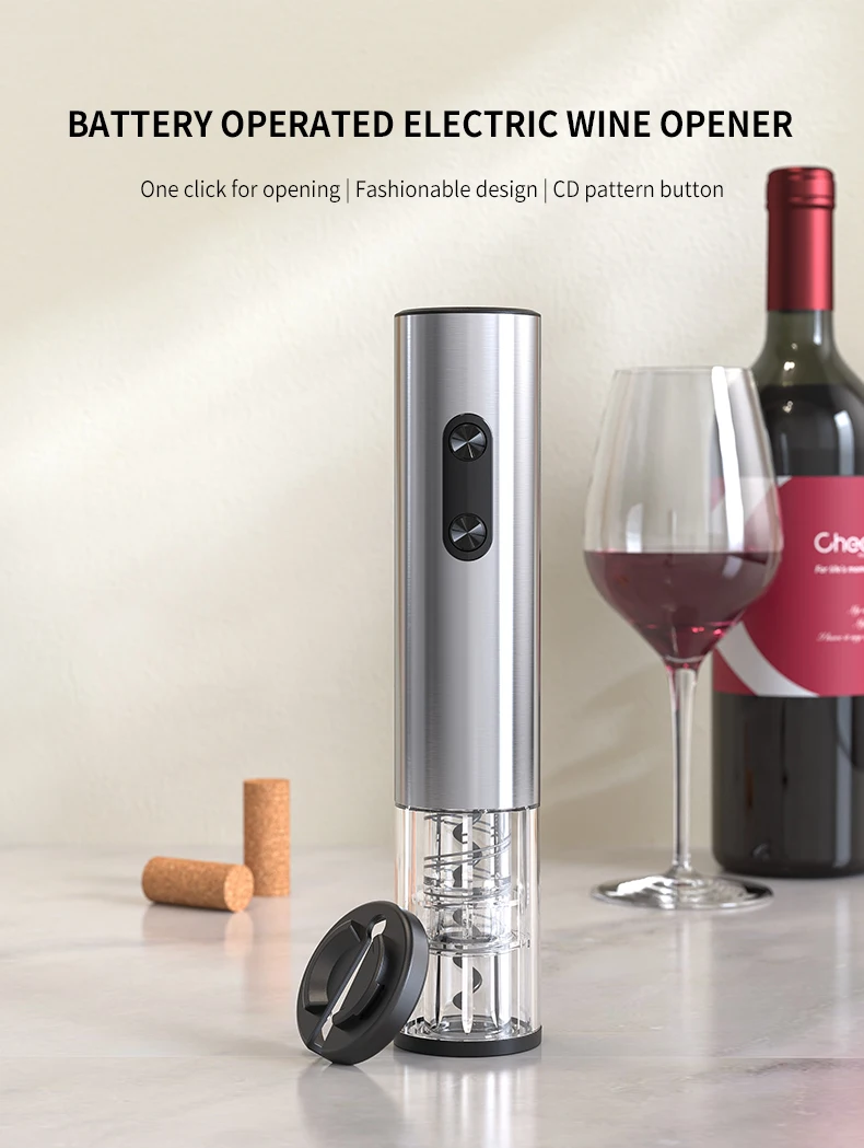 Electric Wine Opener Stainless Steel Wine Bottle Opener Wine Corkscrew with LED Light and Tin Cutter Bar Wine Tool