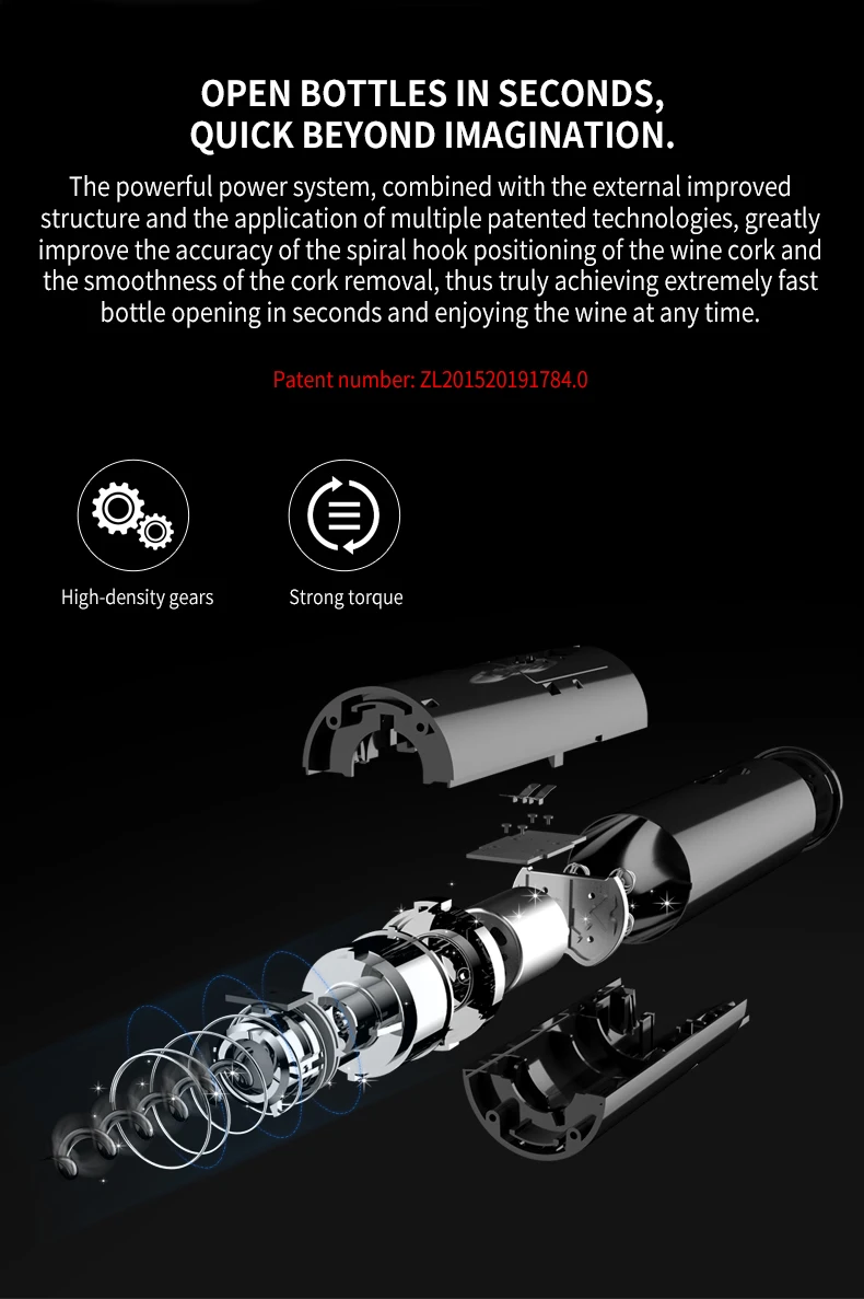 Electric Wine Opener Stainless Steel Wine Bottle Opener Wine Corkscrew with LED Light and Tin Cutter Bar Wine Tool