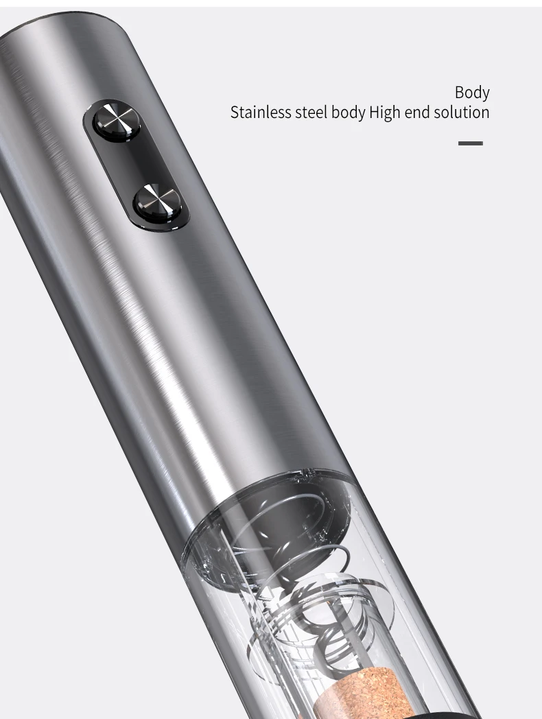 Electric Wine Opener Stainless Steel Wine Bottle Opener Wine Corkscrew with LED Light and Tin Cutter Bar Wine Tool