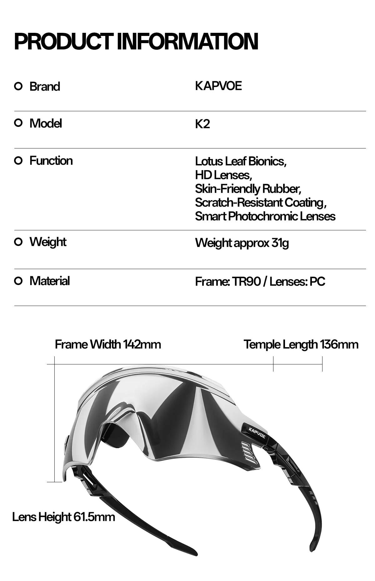 KAPVOE Outdoor Sports Hiking Women Bicycle Cycling UV400 Goggles Men Photochromic Cycling Sunglasses Road Driving Bike Glasses