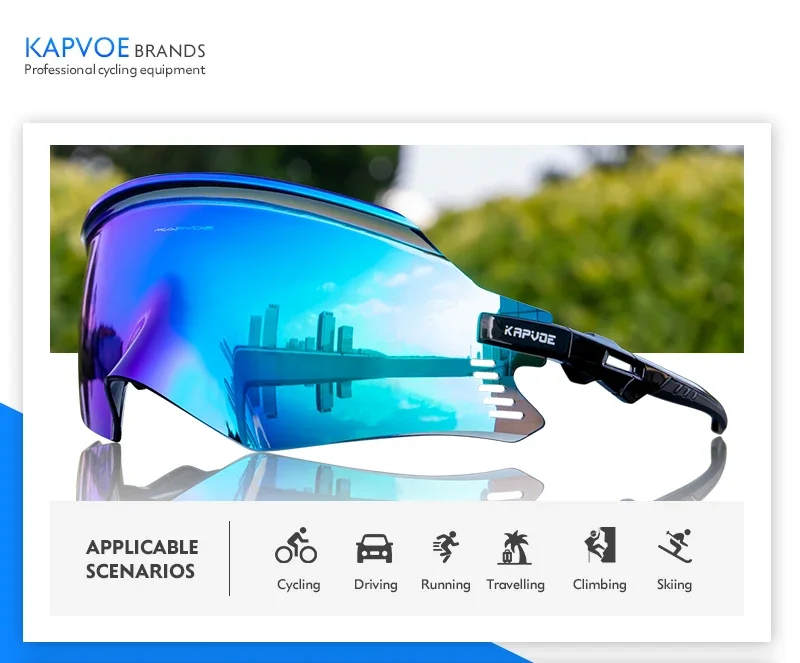 Kapvoe Cycling Glasses UV400 Men Bike Sunglasses Airbreathing MTB Eyewear Outdoor Sport Goggles Bike Glasses Oculos De Ciclismo