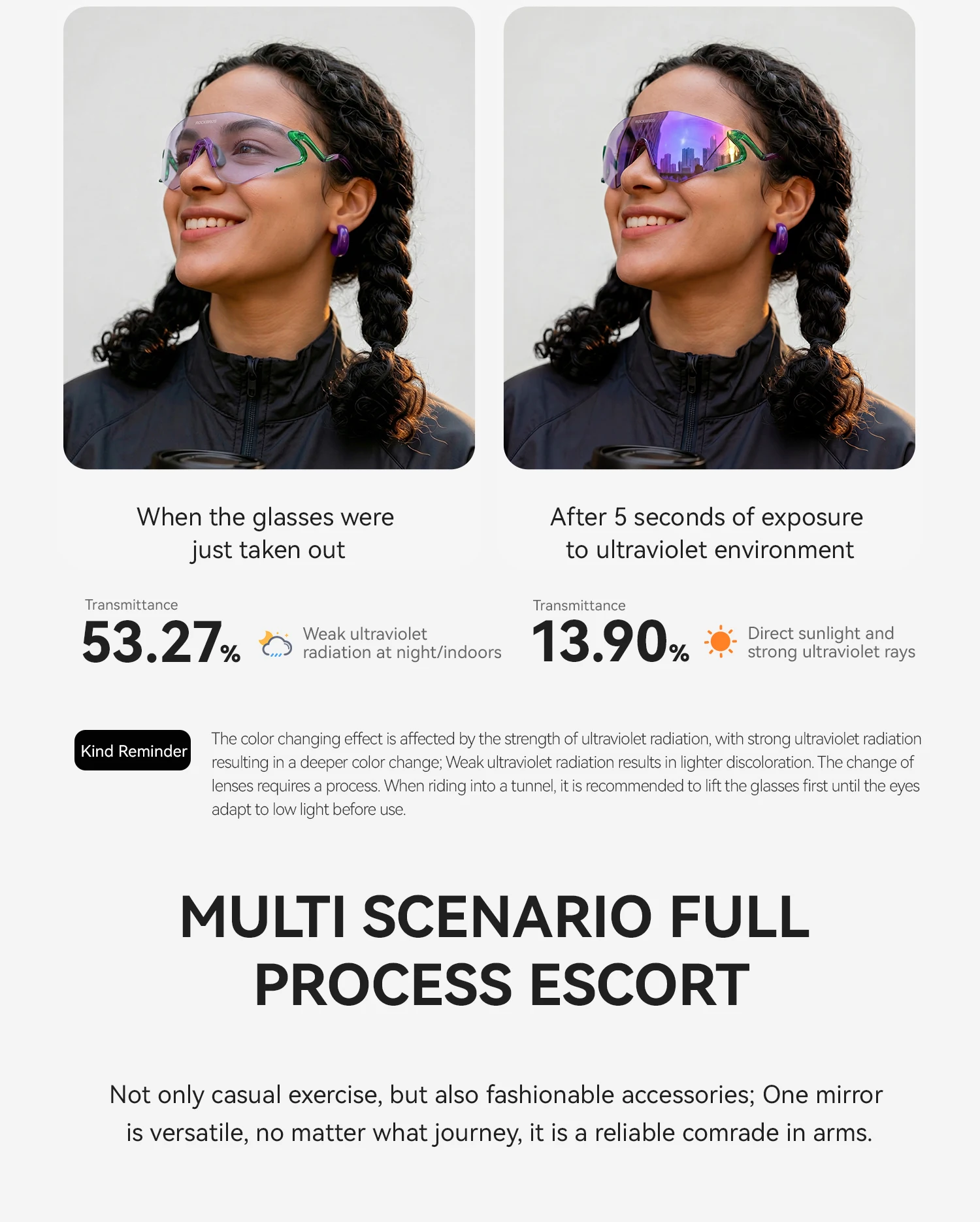 ROCKBROS Photochromic Cycling Glasses Windproof Dustproof UV400 Protection Glasses Cycling Outdoor Sports Sunglasses Unisex