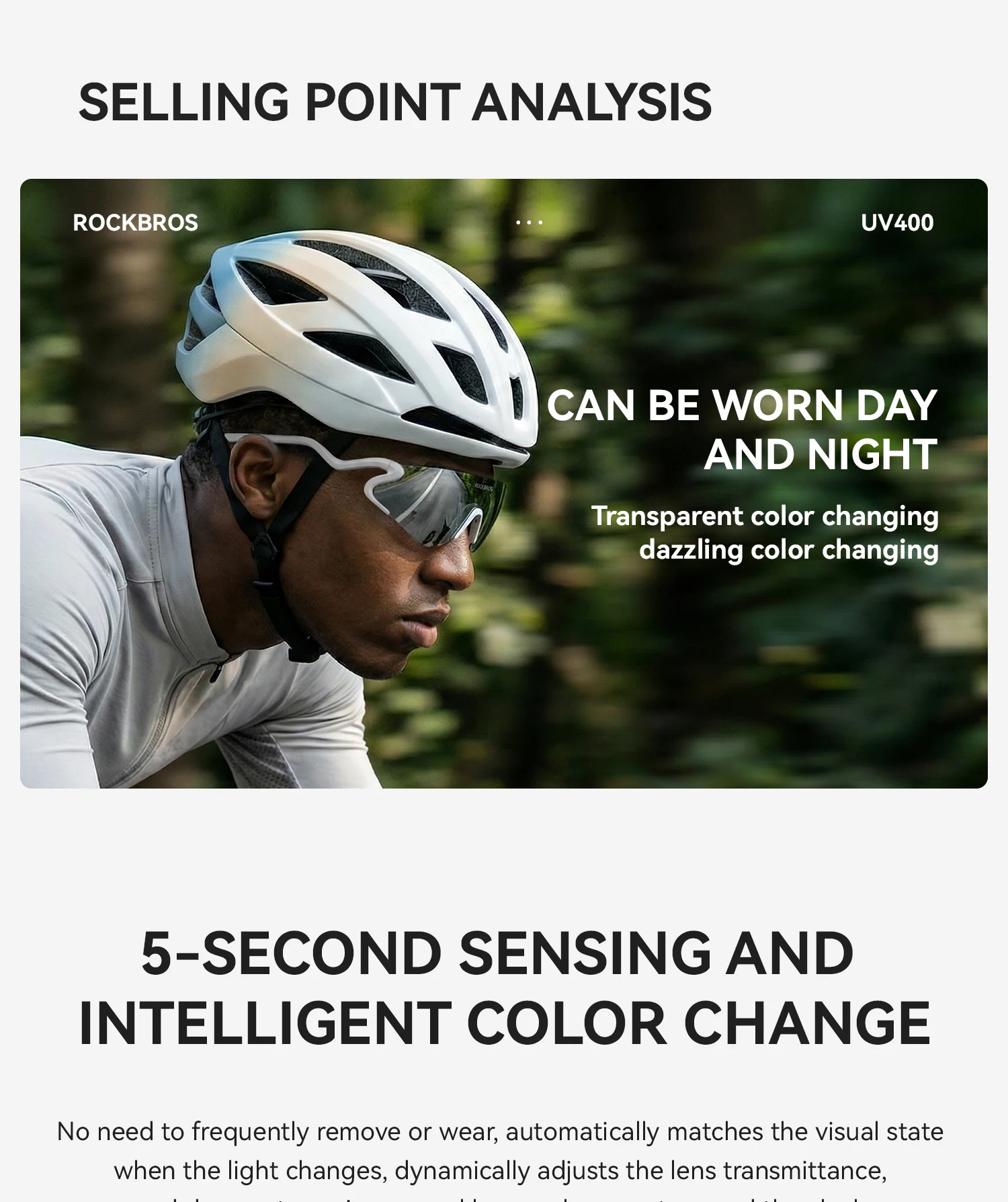 ROCKBROS Photochromic Cycling Glasses Windproof Dustproof UV400 Protection Glasses Cycling Outdoor Sports Sunglasses Unisex